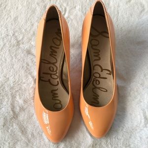 Sam Edelman Camdyn Leather Mix Tangerine Pump.